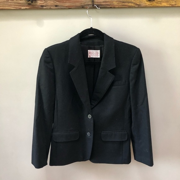 Pendleton 100% Virgin Wool Black Blazer- Sz 4P - Picture 1 of 5